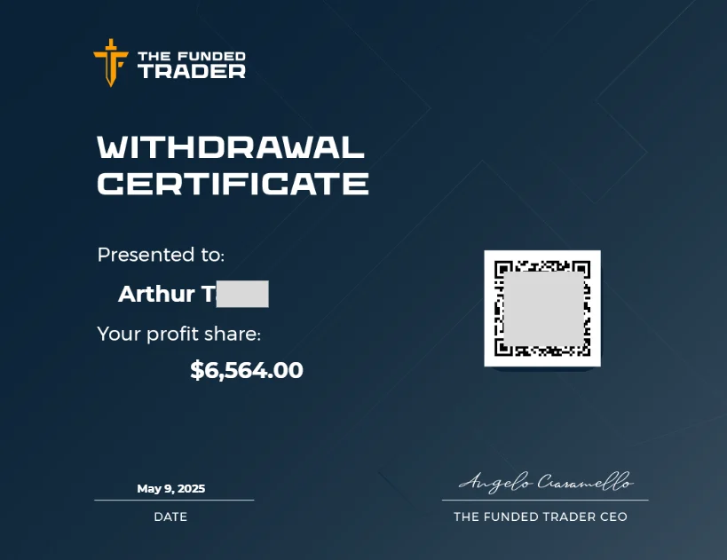 Arthur : 6 564 $, The Funded Trader, 09/05/2025