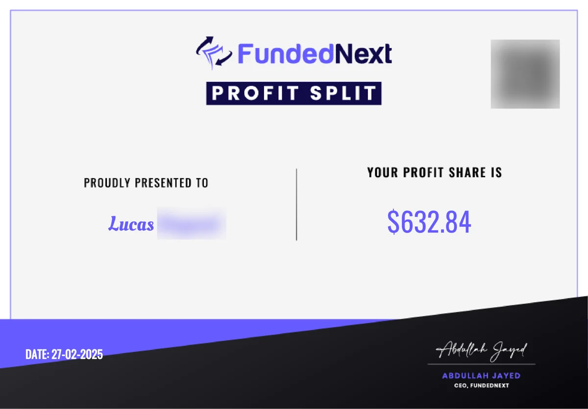 Lucas : 632,84 $, FundedNext, 27/02/2025